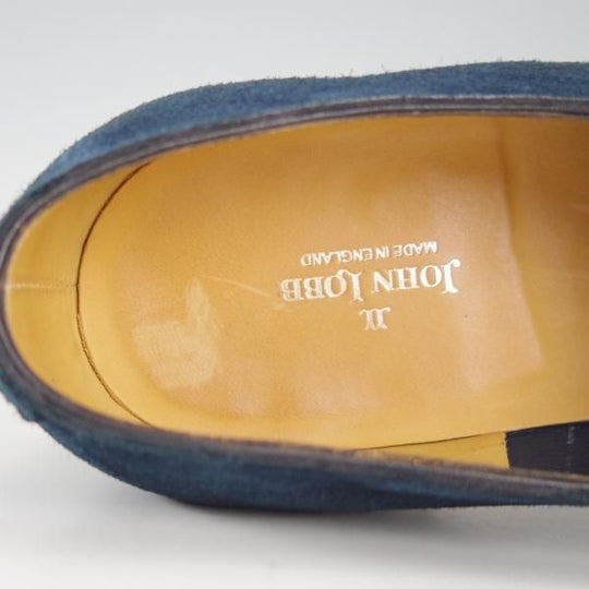 美品★ジョンロブ 7.5E【定価20万円以上★プレステージライン/EDWARD/7000ラスト】センターエラスティック/スエード/紺/JOHN LOBB★e687