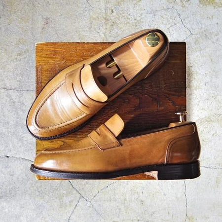 極上★チャーチ 75F/UK7.5【復刻版★93ラスト/SALISBURY】コインローファー/カーフ/薄茶/メンズ/Church's★e692