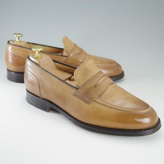 極上★チャーチ 75F/UK7.5【復刻版★93ラスト/SALISBURY】コインローファー/カーフ/薄茶/メンズ/Church's★e692