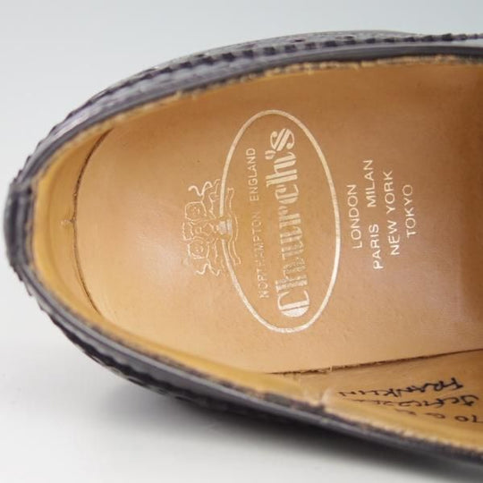 美品★チャーチ 70G/UK7【貴重★BURWOOD同仕様/バーウッド/81ラスト】FRANKLIN/5都市ロゴ/ポリッシュドバインダーカーフ/Church's★e701