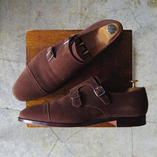 美品★クロケット&ジョーンズ UK9/US9.5D【★ブルックスブラザーズ別注/Peal&co】341ラスト/ダブルモンク/茶/Crockett&Jones★e711