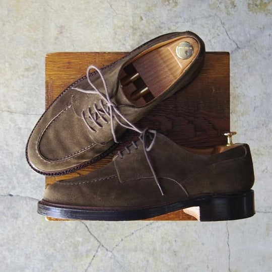 極上★(英国製)Paul Smith/テクニック社製 8F【貴重★WESTONゴルフ似寄りモデル】Uチップ/スエード/モスグリーン/ポールスミス★e720