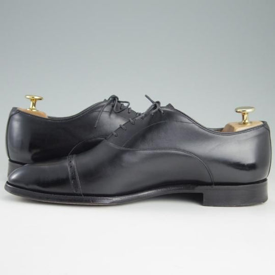 極上★チャーチ 65F/UK6.5【貴重★半カラス仕上げ/パンチドキャップトゥ】116ラスト/4都市ロゴ/カーフ/黒/メンズ/Church's★e724