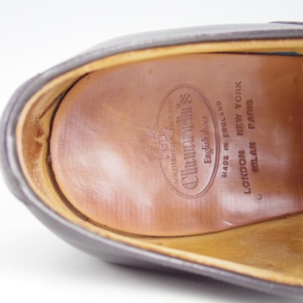 極上★チャーチ 65F/UK6.5【貴重★半カラス仕上げ/パンチドキャップトゥ】116ラスト/4都市ロゴ/カーフ/黒/メンズ/Church's★e724