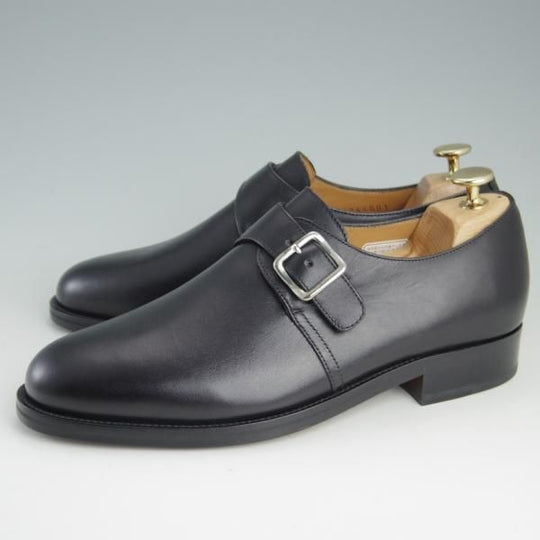 新品★(伊製)ラルフローレン UK6.5程度【ブラックラピド製法★モンクストラップ】カーフ/黒/メンズ/Ralph Lauren★e726