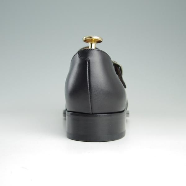 新品★(伊製)ラルフローレン UK6.5程度【ブラックラピド製法★モンクストラップ】カーフ/黒/メンズ/Ralph Lauren★e726