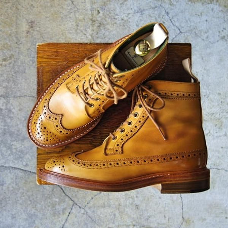 美品★トリッカーズ SIZE 6【★カントリーブーツ/Galosh】M7309/ロングウイング/カーフ/薄茶/メンズ/Tricker's★e727