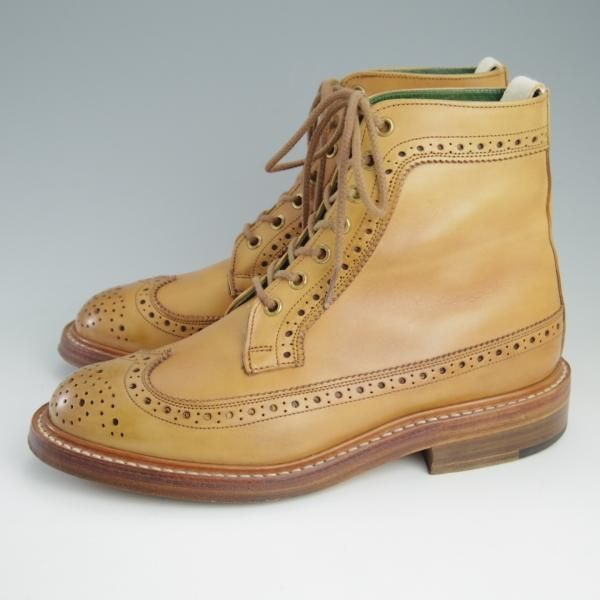 美品★トリッカーズ SIZE 6【★カントリーブーツ/Galosh】M7309/ロングウイング/カーフ/薄茶/メンズ/Tricker's★e727