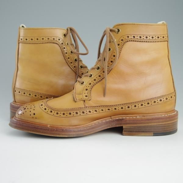 美品★トリッカーズ SIZE 6【★カントリーブーツ/Galosh】M7309/ロングウイング/カーフ/薄茶/メンズ/Tricker's★e727