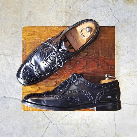 極上★チャーチ(レディース) SIZE 38【定価￥86,900-★バーウッド/BURWOOD W】ポリッシュドバインダーカーフ/黒/Church's★e734