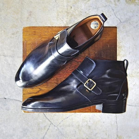 極上★(伊)タニノクリスチー SIZE 8【貴重★ジョージブーツ/102099】カーフ/黒/メンズ/TANINO CRISCI★e737