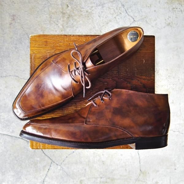 極美品★ジョンロブ 8.5E【ミュージアムカーフ仕様★チャッカブーツ/UPPINGHAM】1306ラスト/パリジャンブラウン/茶/JOHN LOBB★e746