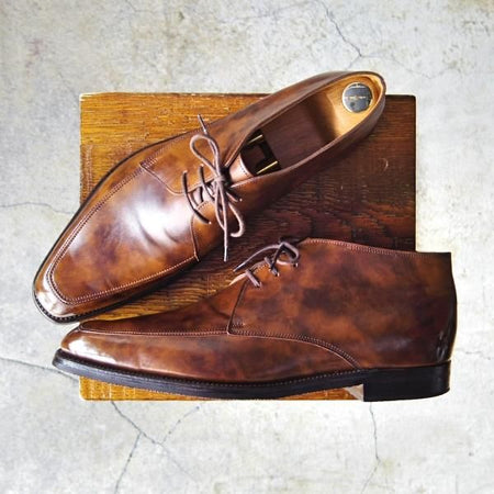 極美品★ジョンロブ 8.5E【ミュージアムカーフ仕様★チャッカブーツ/UPPINGHAM】1306ラスト/パリジャンブラウン/茶/JOHN LOBB★e746