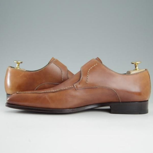 極美品★(スペイン製)マグナーニ SIZE 41【★ボロネーゼ製法/モンクストラップ】11010/カーフ/茶/メンズ/MAGNANNI★e747