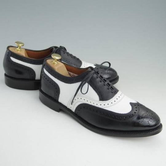 極美品★(米)アレンエドモンズ 8.5D【★スペクテイターシューズ/BroadStreet】フルブローグ/カーフ/黒×白/メンズ/ALLEN EDMONDS★e755