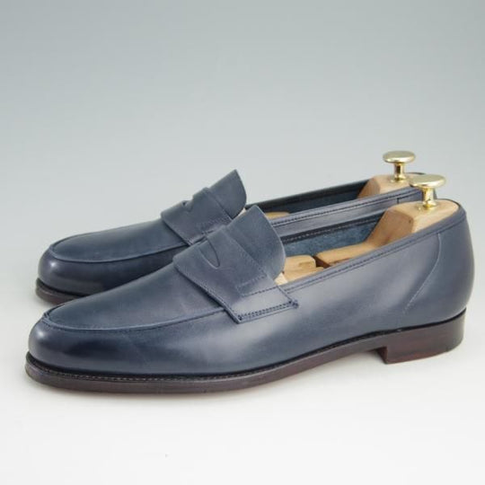 極美品★クロケット&ジョーンズ 7E【貴重★(英)ポールスミスコレクション別注/Paul Smith】コインローファー/紺/Crockett&Jones★e758