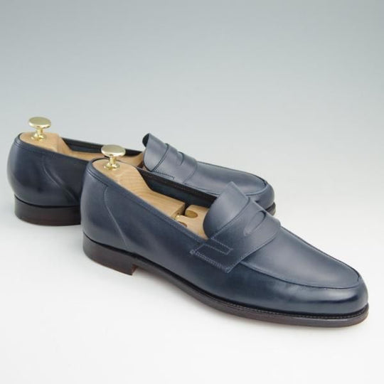 極美品★クロケット&ジョーンズ 7E【貴重★(英)ポールスミスコレクション別注/Paul Smith】コインローファー/紺/Crockett&Jones★e758