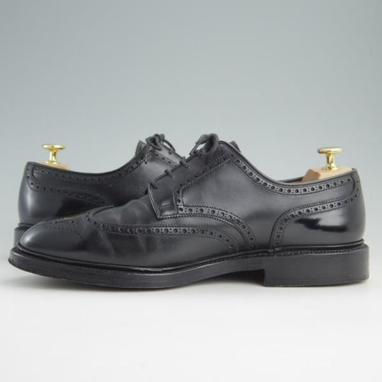 極上★クロケット&ジョーンズ UK8.5/US9E【★(米)ラルフローレン別注/POLO Ralph Lauren】フルブローグ/カーフ/黒/Crockett&Jones★e759