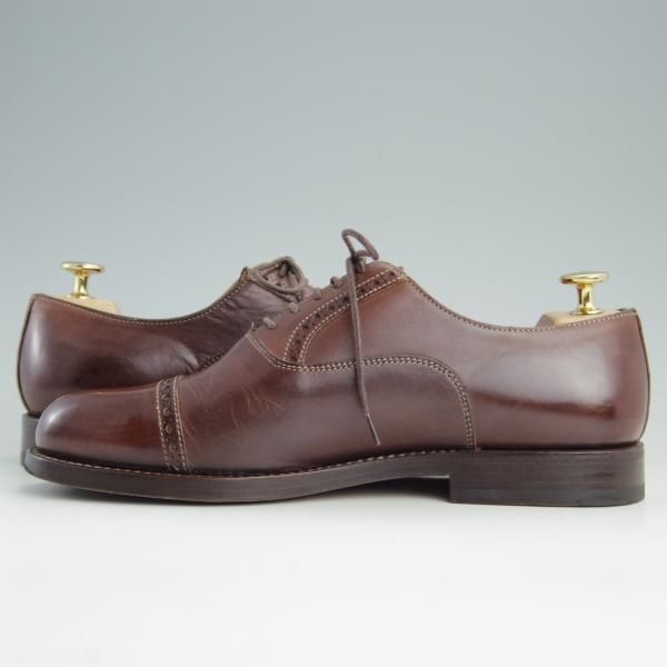 美品★(伊)Lendvay&Schwarcz/フランチェスケッティ社製 SIZE 40.5【ブラックラピド製法★クォーターブローグ】カーフ/茶/メンズ★e760