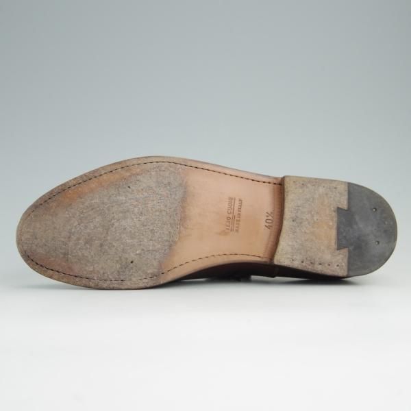 美品★(伊)Lendvay&Schwarcz/フランチェスケッティ社製 SIZE 40.5【ブラックラピド製法★クォーターブローグ】カーフ/茶/メンズ★e760