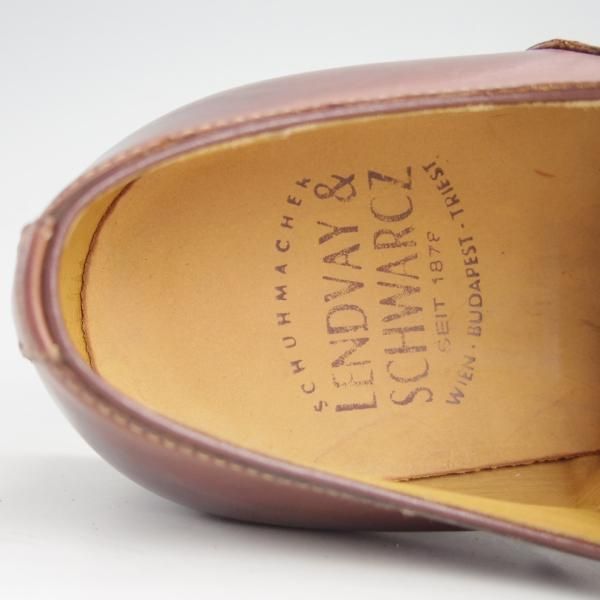 美品★(伊)Lendvay&Schwarcz/フランチェスケッティ社製 SIZE 40.5【ブラックラピド製法★クォーターブローグ】カーフ/茶/メンズ★e760