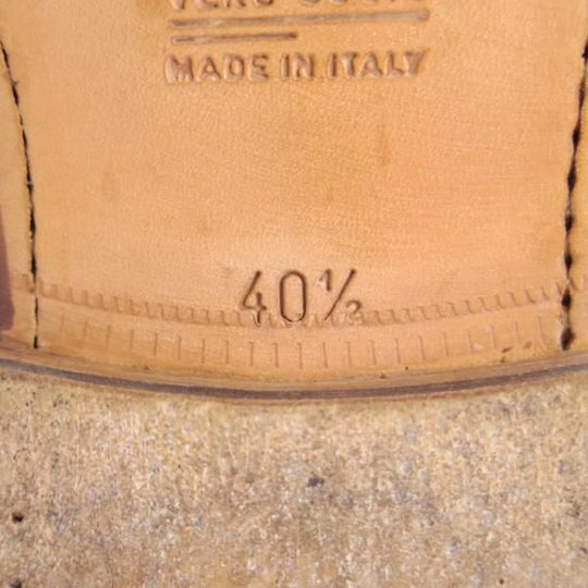 美品★(伊)Lendvay&Schwarcz/フランチェスケッティ社製 SIZE 40.5【ブラックラピド製法★クォーターブローグ】カーフ/茶/メンズ★e760