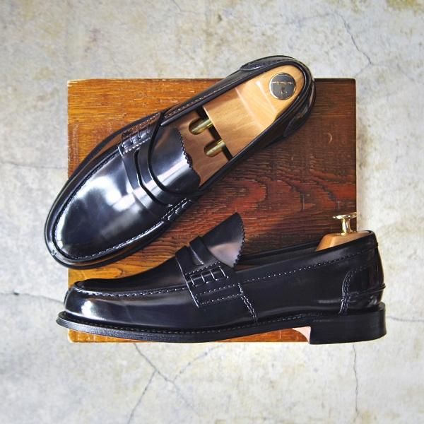 極美品★チャーチ 75F/UK7.5【★コインローファー/TUNBRIDGE】126ラスト/5都市ロゴ/ポリッシュドバインダーカーフ/黒/Church's★e763