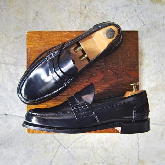 極美品★チャーチ 75F/UK7.5【★コインローファー/TUNBRIDGE】126ラスト/5都市ロゴ/ポリッシュドバインダーカーフ/黒/Church's★e763