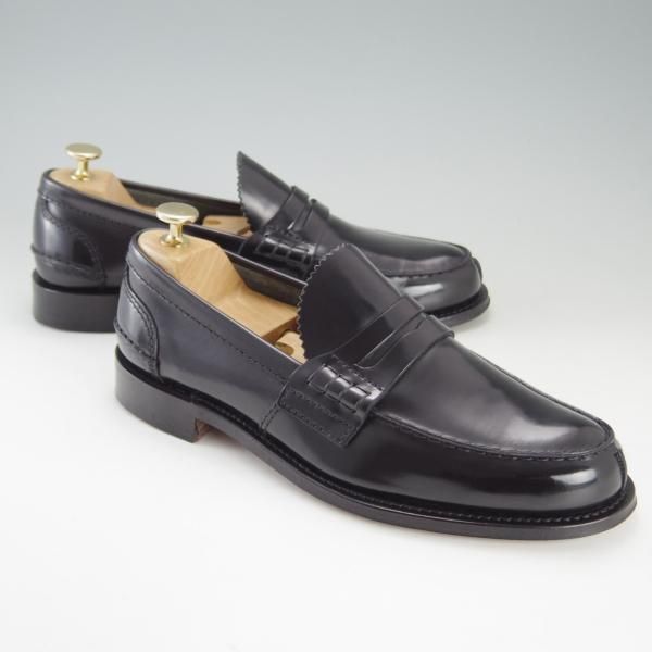極美品★チャーチ 75F/UK7.5【★コインローファー/TUNBRIDGE】126ラスト/5都市ロゴ/ポリッシュドバインダーカーフ/黒/Church's★e763