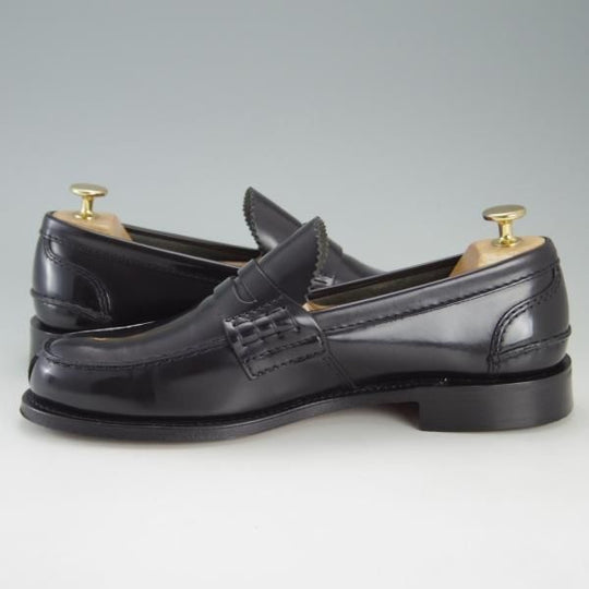 極美品★チャーチ 75F/UK7.5【★コインローファー/TUNBRIDGE】126ラスト/5都市ロゴ/ポリッシュドバインダーカーフ/黒/Church's★e763