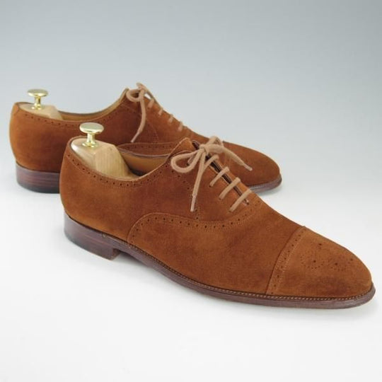 極上★ジョンロブ 8E【★SAUNTON/7000ラスト】セミブローグ/スエード/茶/メンズ/JOHN LOBB★e766