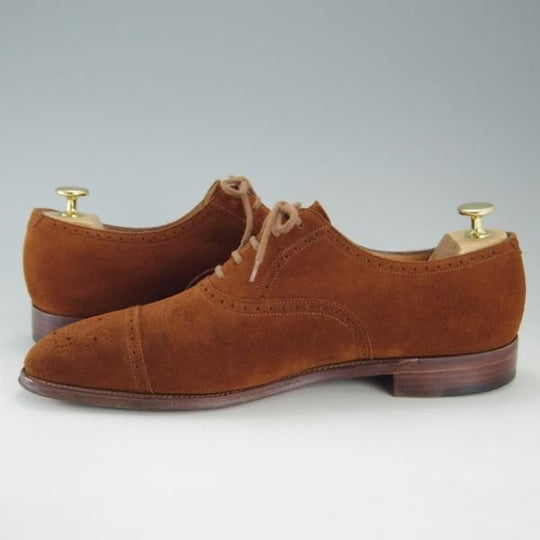 極上★ジョンロブ 8E【★SAUNTON/7000ラスト】セミブローグ/スエード/茶/メンズ/JOHN LOBB★e766