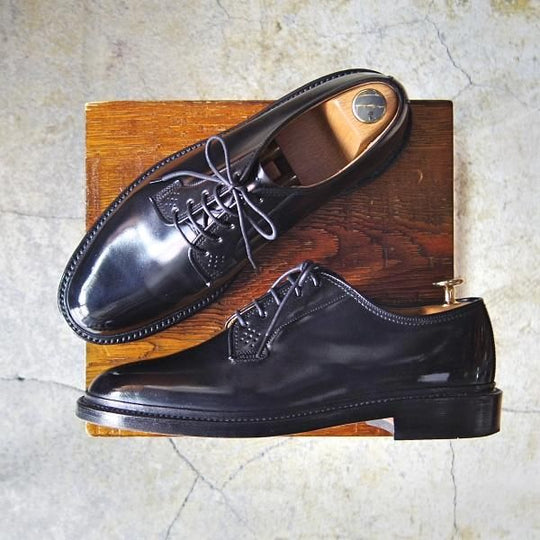 美品★リーガル SIZE 24.5【貴重★水染めコードバン仕様/インペリアルグレード】W514/プレーントゥ/黒/Shell Cordvan/REGAL★e770