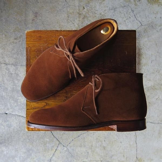 美品★クロケット&ジョーンズ 6E【定価￥73,700-★チャートシー/CHERTSEY】チャッカブーツ/224ラスト/スエード/茶/Crockett&Jones★e773