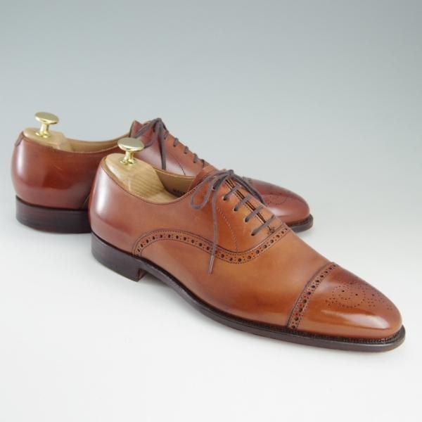 極美品★クロケット&ジョーンズ 6E【定価￥86,900-★セミブローグ/MALTON】360ラスト/カーフ/chestnut burnished/Crockett&Jones★e796