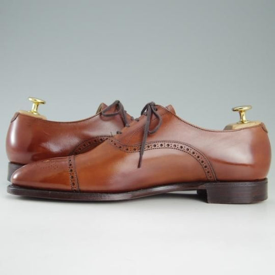 極美品★クロケット&ジョーンズ 6E【定価￥86,900-★セミブローグ/MALTON】360ラスト/カーフ/chestnut burnished/Crockett&Jones★e796