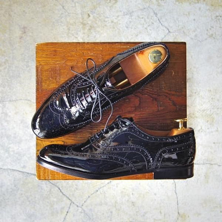 極美品★チャーチ(レディース) SIZE 38【★バーウッド/BURWOOD 3W】パテントレザー/エナメル/フルブローグ/黒/Church's★e799