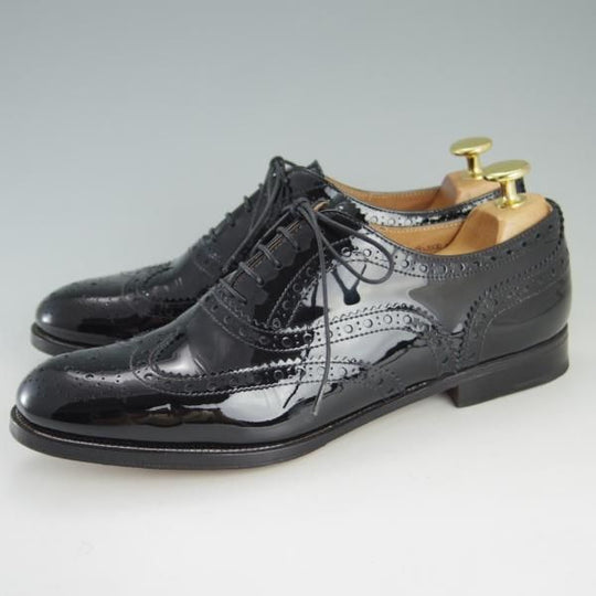 極美品★チャーチ(レディース) SIZE 38【★バーウッド/BURWOOD 3W】パテントレザー/エナメル/フルブローグ/黒/Church's★e799