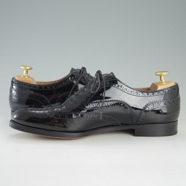 極美品★チャーチ(レディース) SIZE 38【★バーウッド/BURWOOD 3W】パテントレザー/エナメル/フルブローグ/黒/Church's★e799