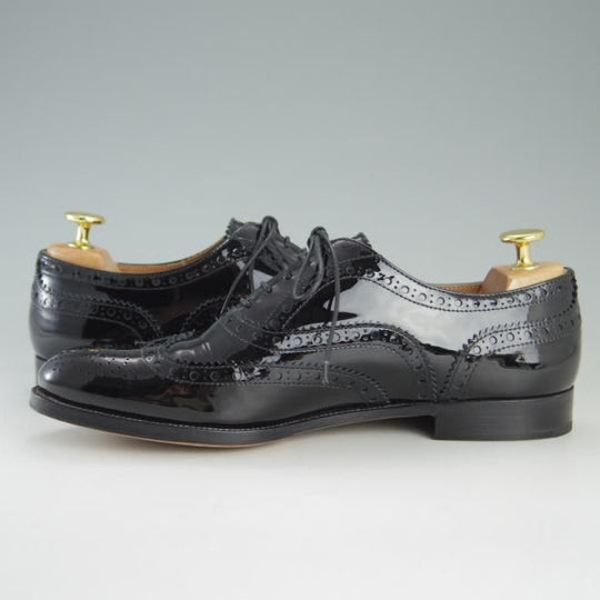 極美品★チャーチ(レディース) SIZE 38【★バーウッド/BURWOOD 3W】パテントレザー/エナメル/フルブローグ/黒/Church's★e799