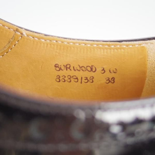 極美品★チャーチ(レディース) SIZE 38【★バーウッド/BURWOOD 3W】パテントレザー/エナメル/フルブローグ/黒/Church's★e799