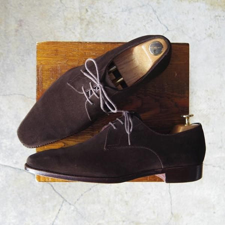 極上★Perfetto/ペルフェット SIZE 7.5【伊勢丹取扱い★グッドイヤーウェルテッド製法/プレーントゥ】PF2003BA/Vフロント/スエード★e804