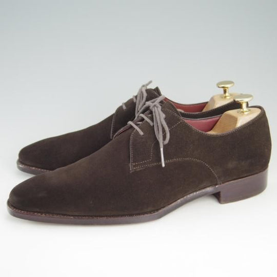 極上★Perfetto/ペルフェット SIZE 7.5【伊勢丹取扱い★グッドイヤーウェルテッド製法/プレーントゥ】PF2003BA/Vフロント/スエード★e804