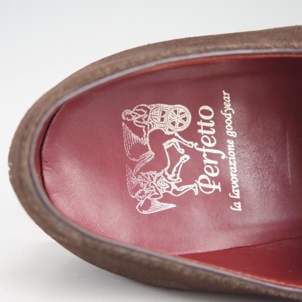 極上★Perfetto/ペルフェット SIZE 7.5【伊勢丹取扱い★グッドイヤーウェルテッド製法/プレーントゥ】PF2003BA/Vフロント/スエード★e804
