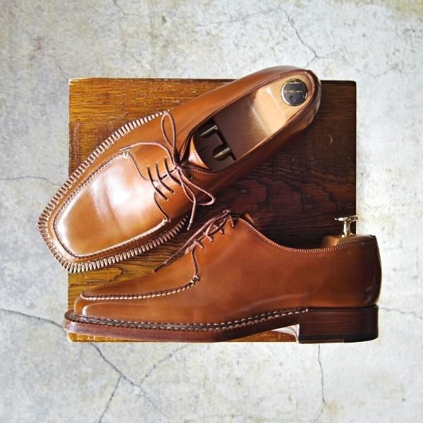 SANTONI Uチップ エプロンダービー スキンステッチ レザー 27cm SANTONI Uチップ エプロンダービー スキンステッチ レザー 27cm