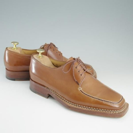 美品★(伊)サントーニ SIZE 6.5【貴重★ステッチダウン×ブラックラピド製法/Uチップ】4006/カーフ/茶/メンズ/Santoni★e805