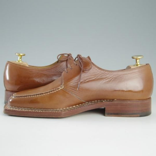 美品★(伊)サントーニ SIZE 6.5【貴重★ステッチダウン×ブラックラピド製法/Uチップ】4006/カーフ/茶/メンズ/Santoni★e805