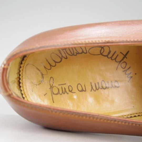 美品★(伊)サントーニ SIZE 6.5【貴重★ステッチダウン×ブラックラピド製法/Uチップ】4006/カーフ/茶/メンズ/Santoni★e805