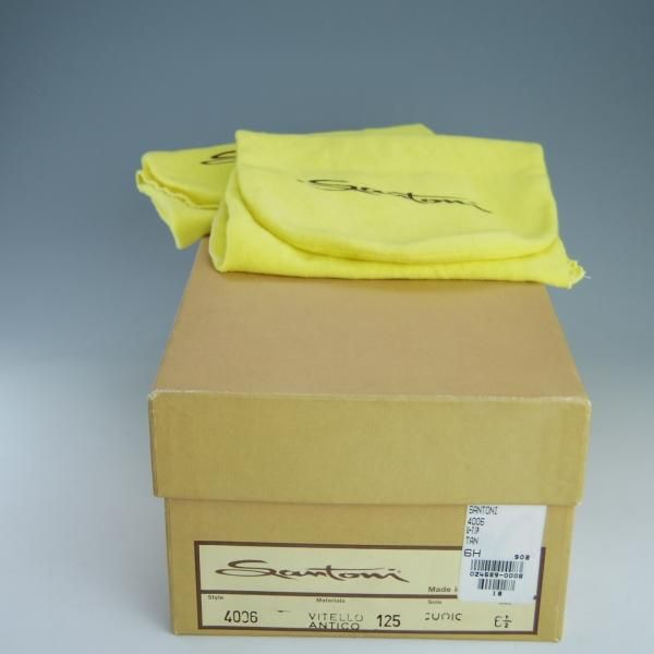 美品★(伊)サントーニ SIZE 6.5【貴重★ステッチダウン×ブラックラピド製法/Uチップ】4006/カーフ/茶/メンズ/Santoni★e805