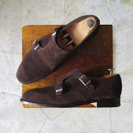 美品★(英)アルフレッド・サージェント UK6.5【貴重★(仏)BOWEN別注/ダブルモンク】スエード/濃茶/メンズ/Alfred Sargent★e814